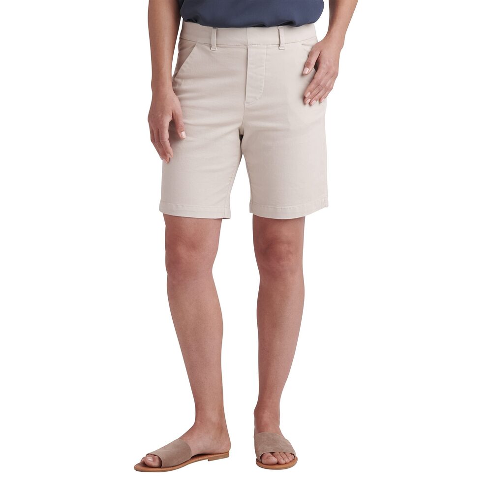 JAG Jeans Women's Maddie Mid Rise 8" Pull-on Short, Stone, 8